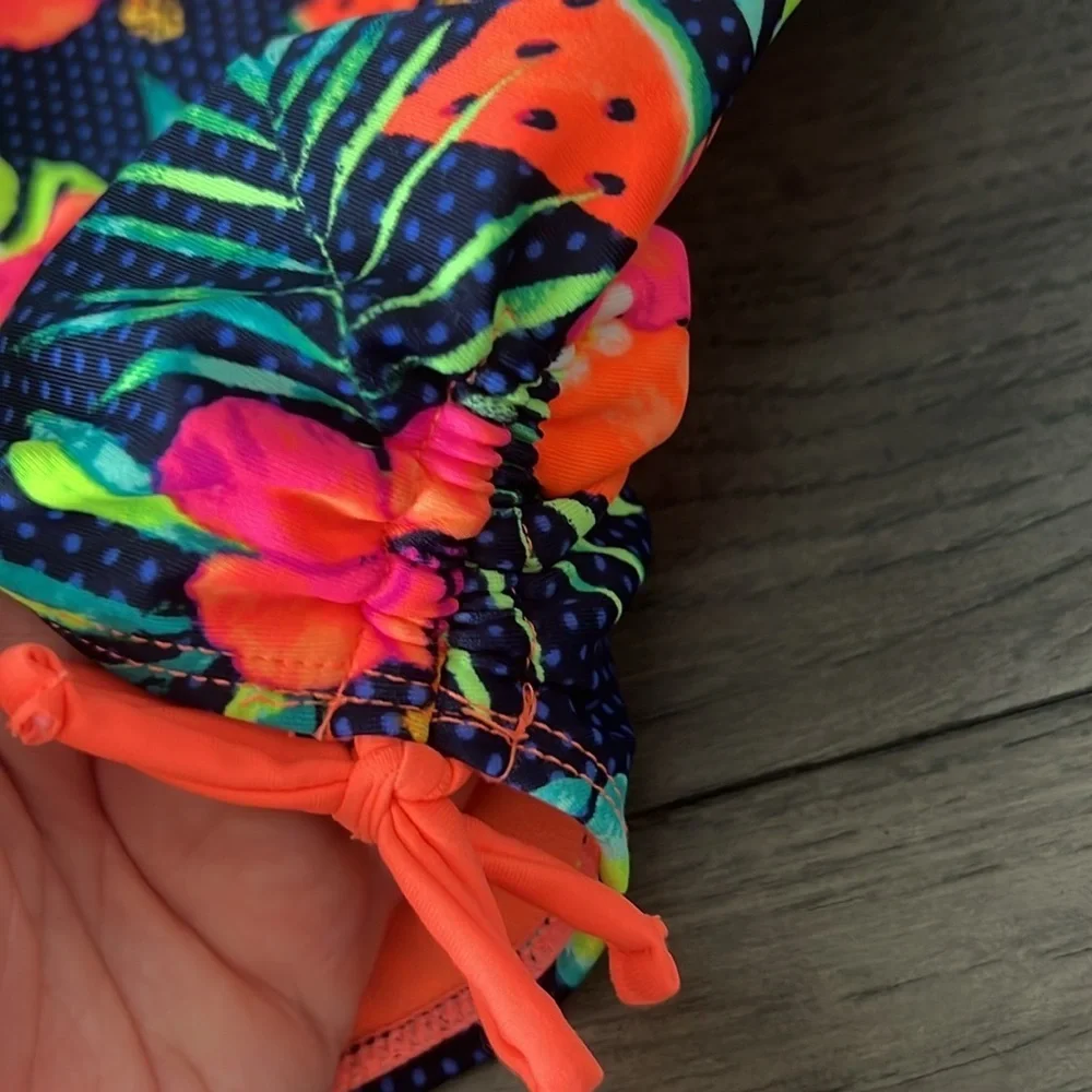 NWOT tropical low back crisscross strap asymmetrical top toddler swimsuit